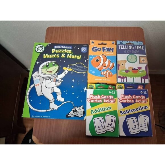 Educational Flash Cards Addition Subtraction Telling Time Go Fish Leap Frog - Picture 1 of 2